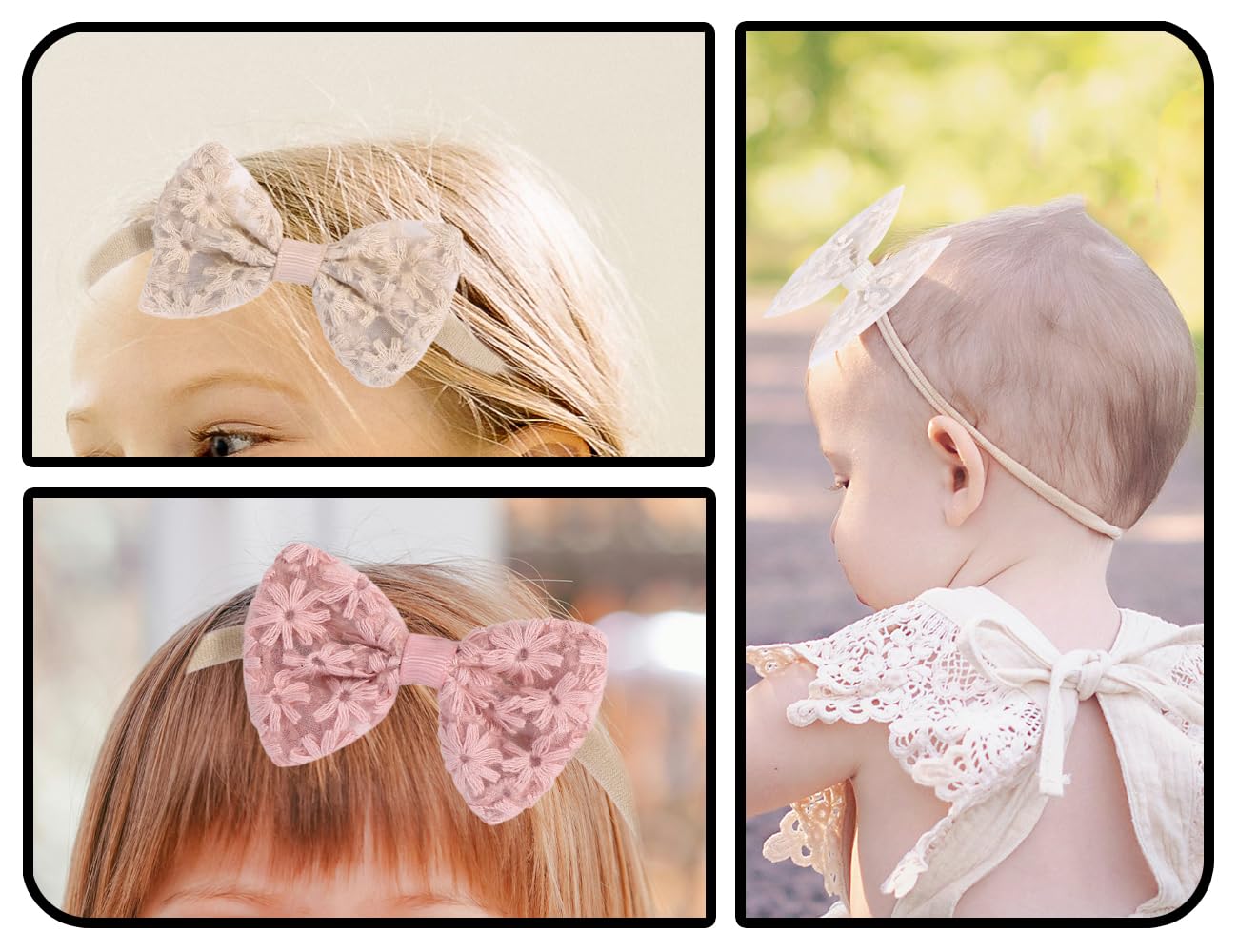 KAPSING Confezione da 8 fasce per capelli per bambina con fermagli per capelli copricapo, 4 fasce elastiche per capelli turbante con fiocchi, 4 fermagli per capelli per bambina