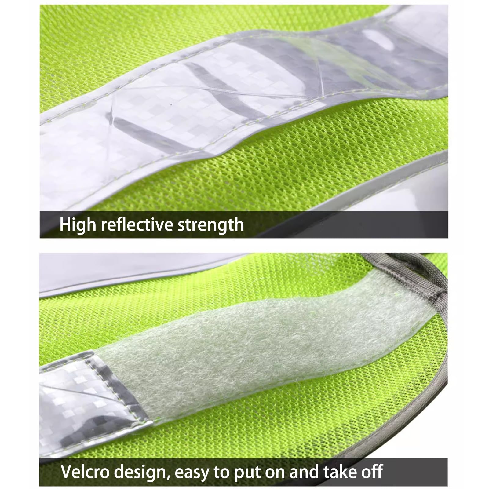EvikoO Sicherheitsweste Sicherheitswesten mit reflektierenden Streifen, hochtransparente reflektierende Westen, Einheitsgröße (Color : Chartreuse, Size : 20pcs)