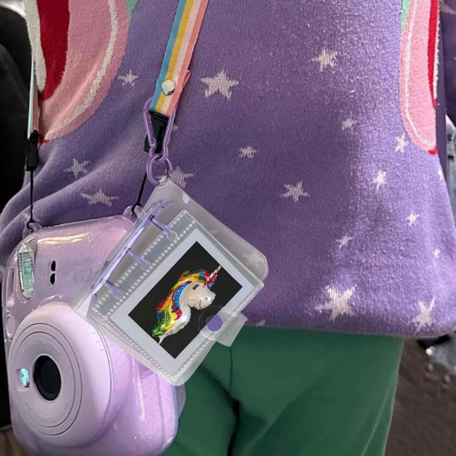 Álbum de fotos pequeño de viaje de 2 x 3 pulgadas con llavero, 25 bolsillos para Fujifilm Instax Mini Series, Polaroid Snap, cámara instantánea Z2300, impresora con cremallera (negro, 1 unidad