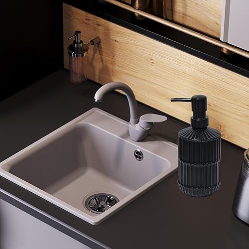 Miniatura 6 de Dispensador de jabón de vidrio negro con bomba, dispensador de jabón líquido recargable de 15 onzas, dispensador de jabón para platos de loción para