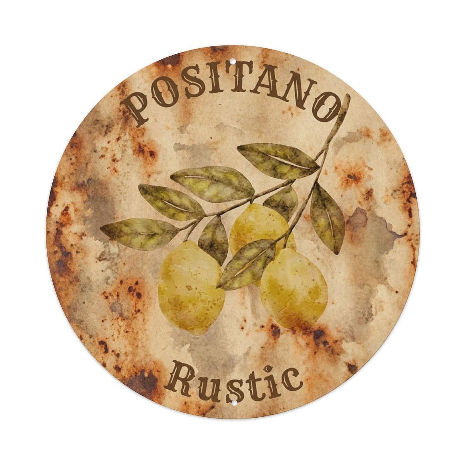 Amalfi Coast Positano Mediterranean Coastal Campania Metal Tin Sign Plaque Wall Decor for Cafe, Man Cave, Club Bar, Office, Home Garden Round Metal Poster 8x8Inch
