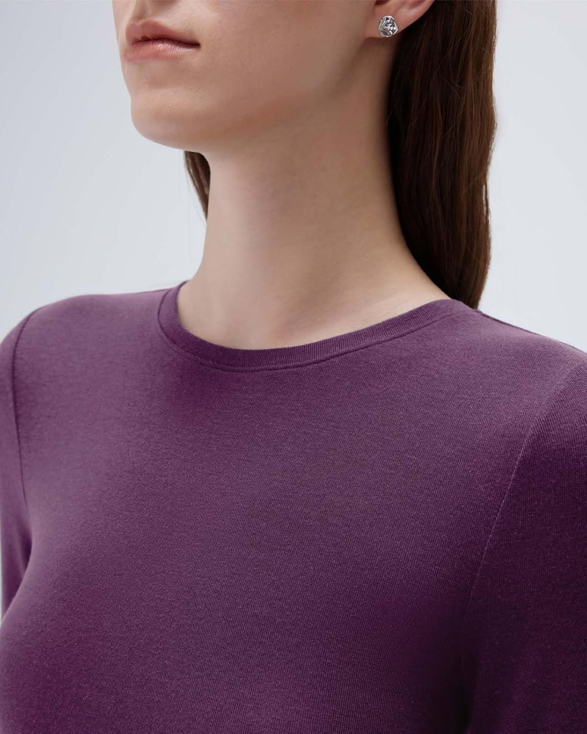 SUUKSESS Cloud Cashmere Women Crew Neck Fitted Long Sleeve Shirt Basic Knit Tops - Image 5