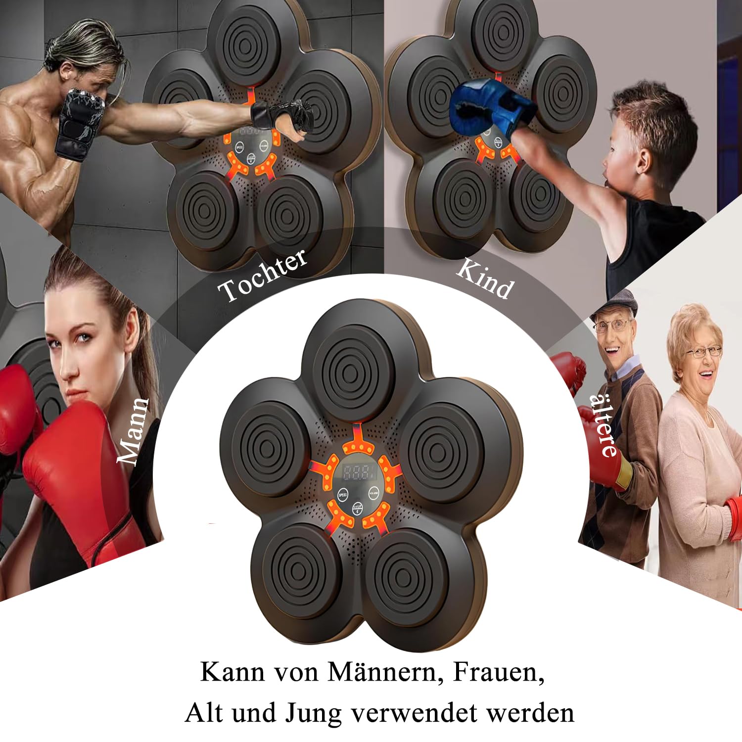 Macchina da Boxe Musicale, Boxmaschine Bluetooth Intelligente a Parete per Esercizi Domestici di Decompressione con Guantoni da Boxe, Attrezzatura da Boxe per Adulti e Bambini