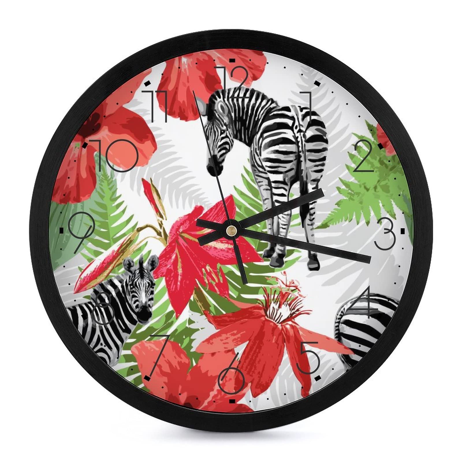 Horloge murale fleur cheval moderne 25.4cm pendule silencieuse bureau