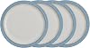 Denby - Elements Medium Blue Plates Set of 4 - Dishwasher Microwave Safe Crockery 22cm - Blue, White Ceramic Stoneware Tableware - Chip & Crack Resistant Lunch Plates
