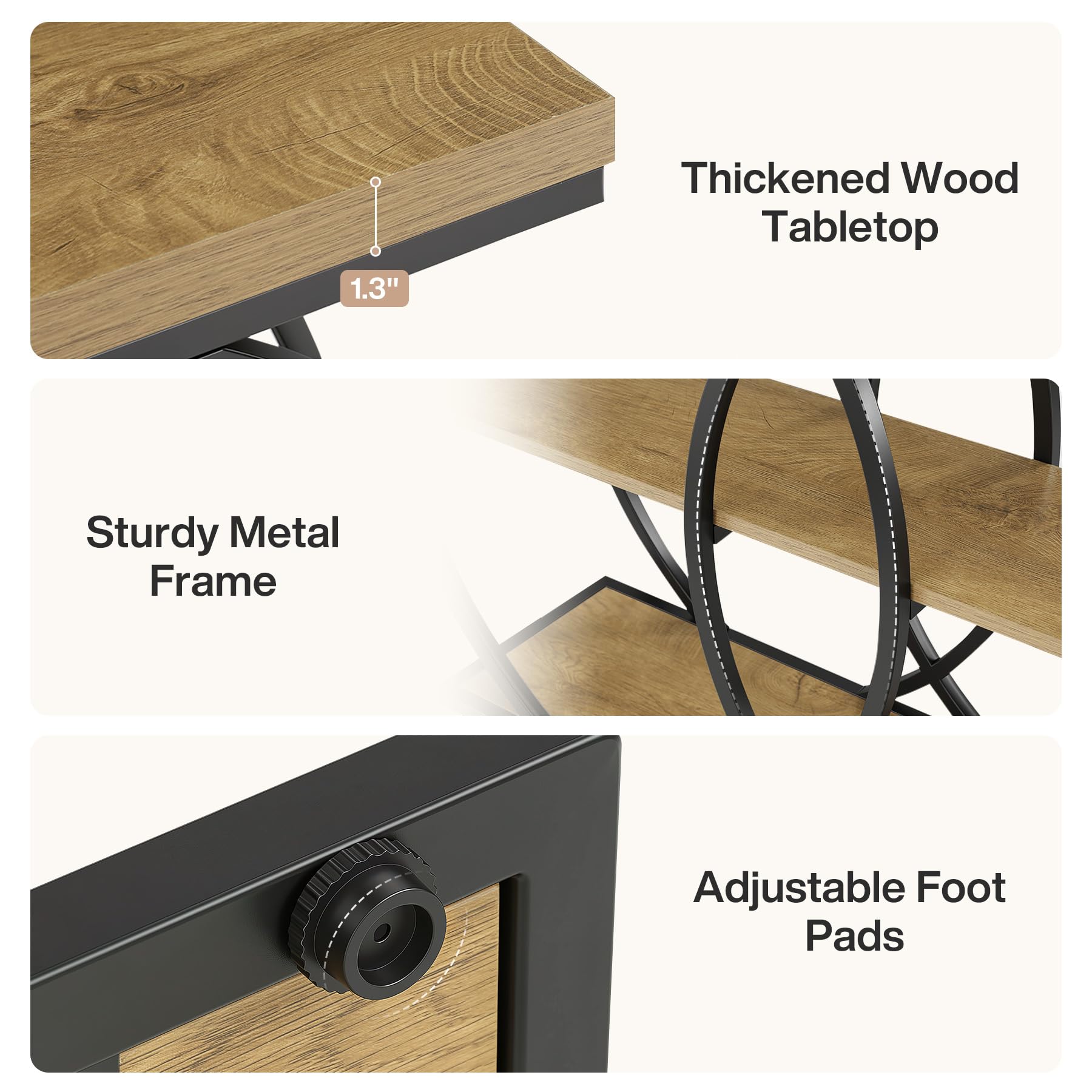 Tribesigns Mesa Consola Industrial 105 cm, Estantería de Entrada de 3 Niveles con Marco de Metal, Mesa Auxiliar Estrecha para Salón, Recibidor y Pasillo, Marrón Rústico