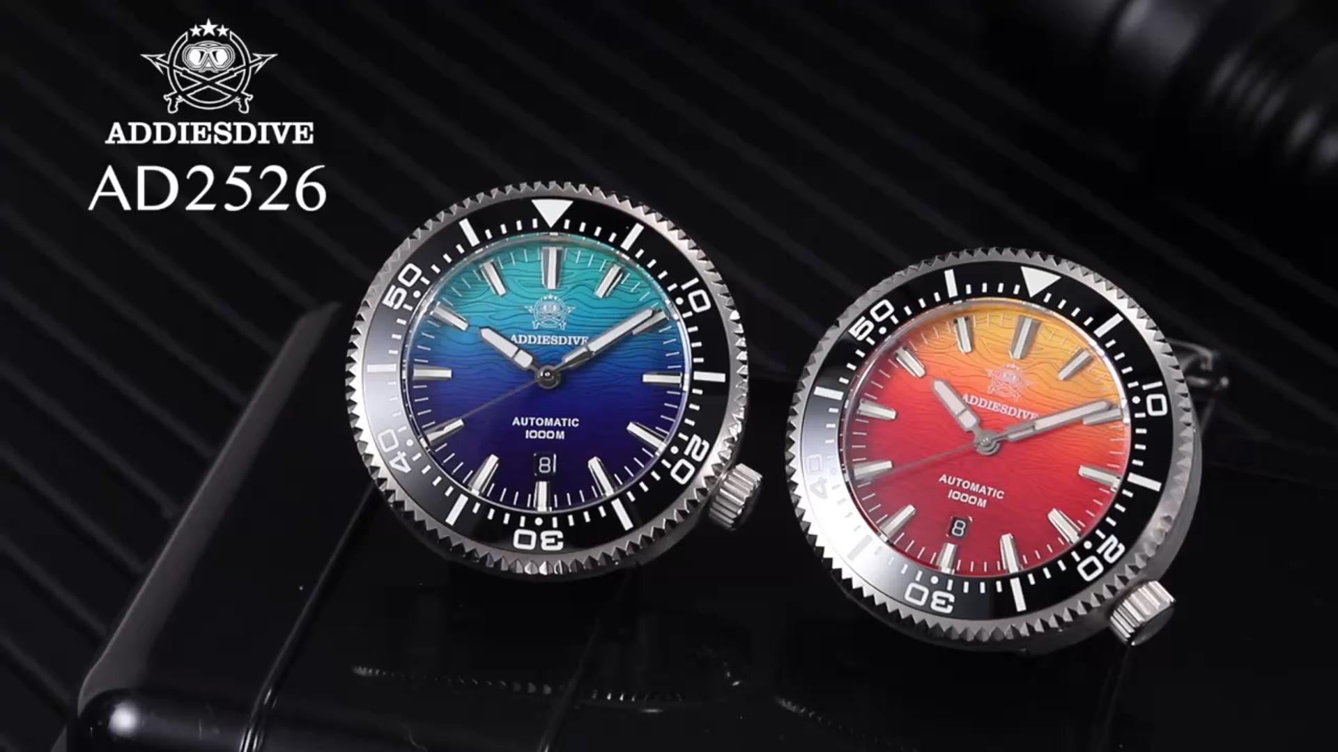 Orologio Subacqueo Automatico ADDIESDIVE Uomo – 1000m Impermeabile, Valvola Elio, Vetro Zaffiro, Movimento NH35, BGW9 Luminoso