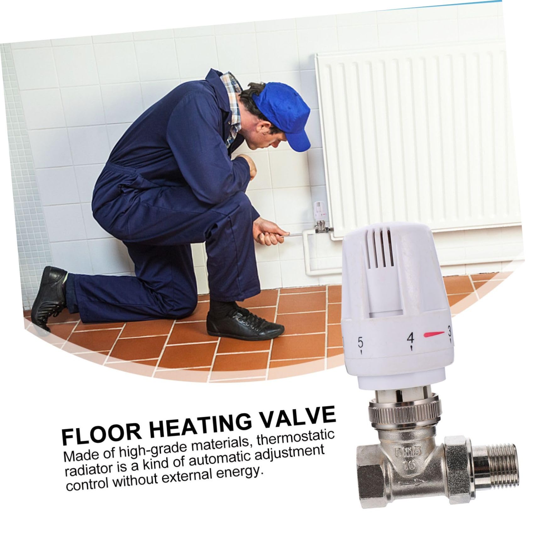 Valvola Del Radiatore Termostatica Dritta Controllo Temperatura Riscaldamento Pavimento Materiale Durevole e Resistente