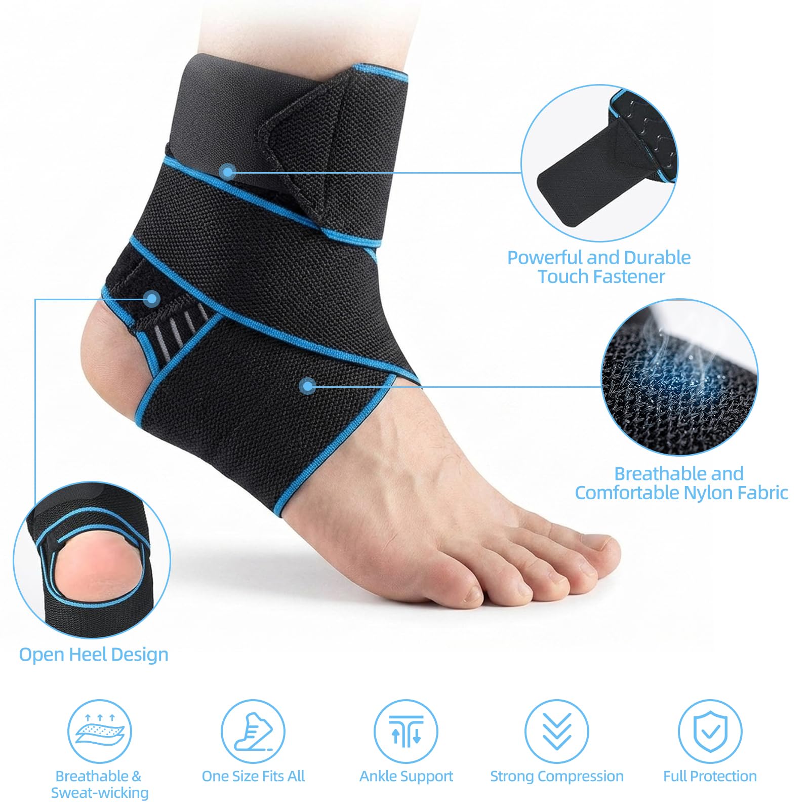 Chevillère Entorse Flexible Ultra Fine Ajustable Maintien Renforcée Unisexe Sport Bleu