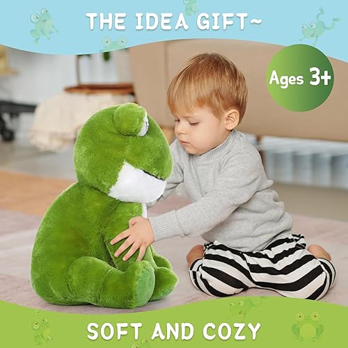 Miniatura 3 de Tezituor Peluche de rana grande con bebés en el interior, juguete de peluche de rana grande, rana de peluche gigante de 17.7 pulgadas, almohada de