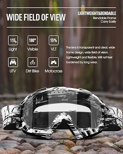 Miniatura 3 de beyisi Gafas de motocicleta, ATV Dirt Bike Off Road MX UV400 Gafas de motocross con espuma gruesa suave antiarañazos a prueba de polvo