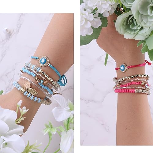 Miniatura 10 de 12Pcs Women's Bracelets Preppy Bracelet Protection Bracelet Friendship Bracelet Devil Eye Beaded Fashion Bracelet Bohemian Multilayer Rice Bead