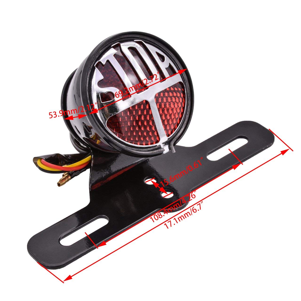 Fanale Posteriore Moto Nero - Luce Targa Universale Per Harley, Honda, Yamaha - Foto 4