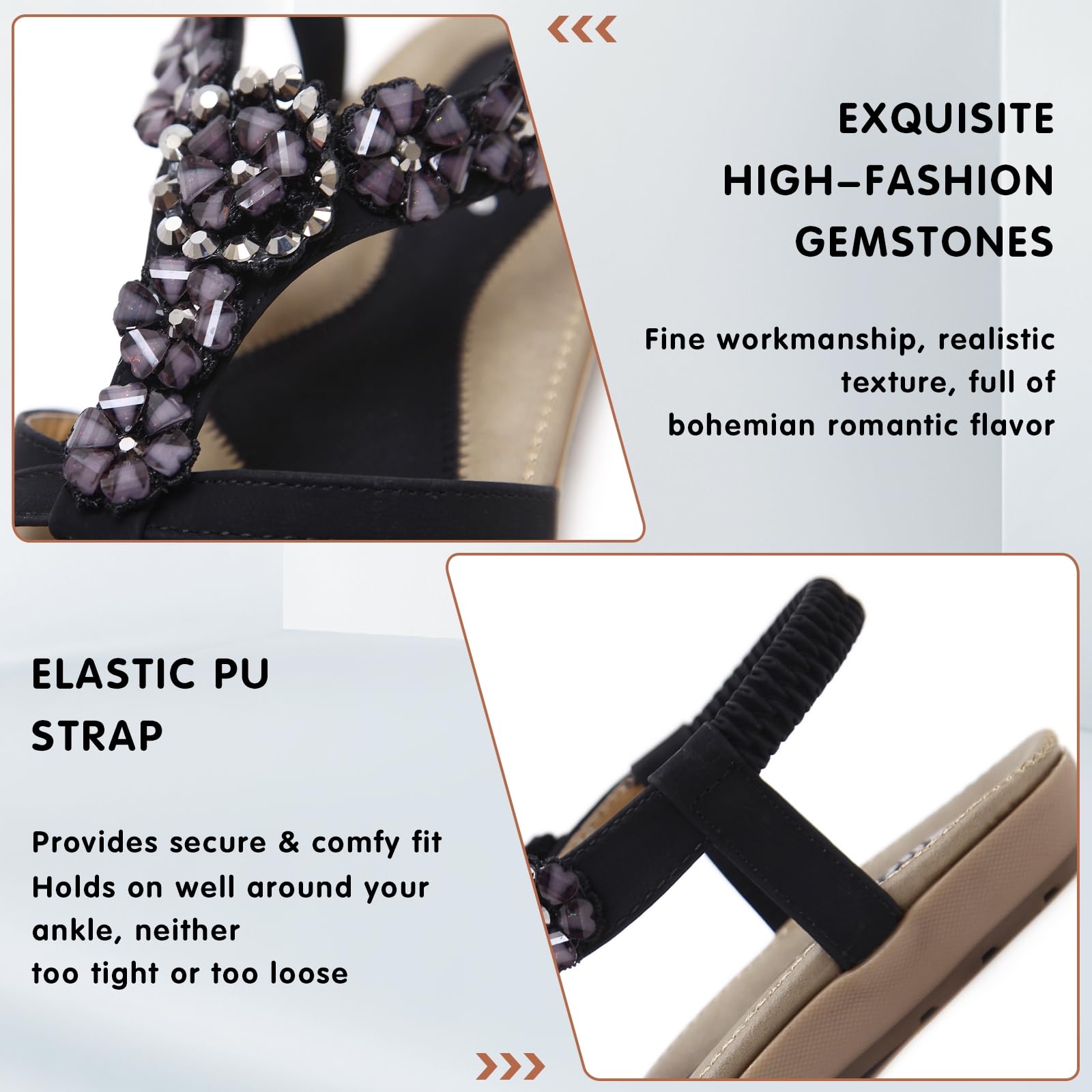 QJJQ Sandali Donna Estive Eleganti Infradito Comodi Strass Bohemia Flip Flop Spiaggia Piatti Scarpe