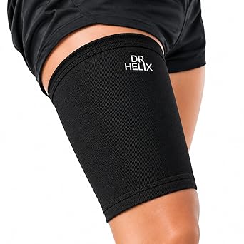 Orthopedic Black Thigh Support for Men & Women - Adjustable Compression Thigh Brace for Groin, Hamstring & Quad Pain Relief - Breathable Anti Slip Leg Support for Sports & Recovery (Size XL)