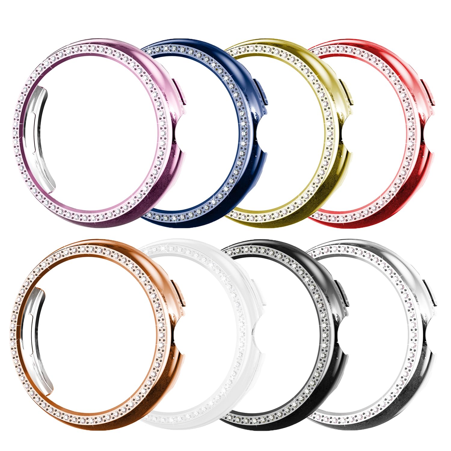 HXFRTYU 8 Pack Bling Case for Google Pixel Watch 3 41MM, Glitter Diamond Case Shining Rhinestone PC Bumper for Women (45MM)