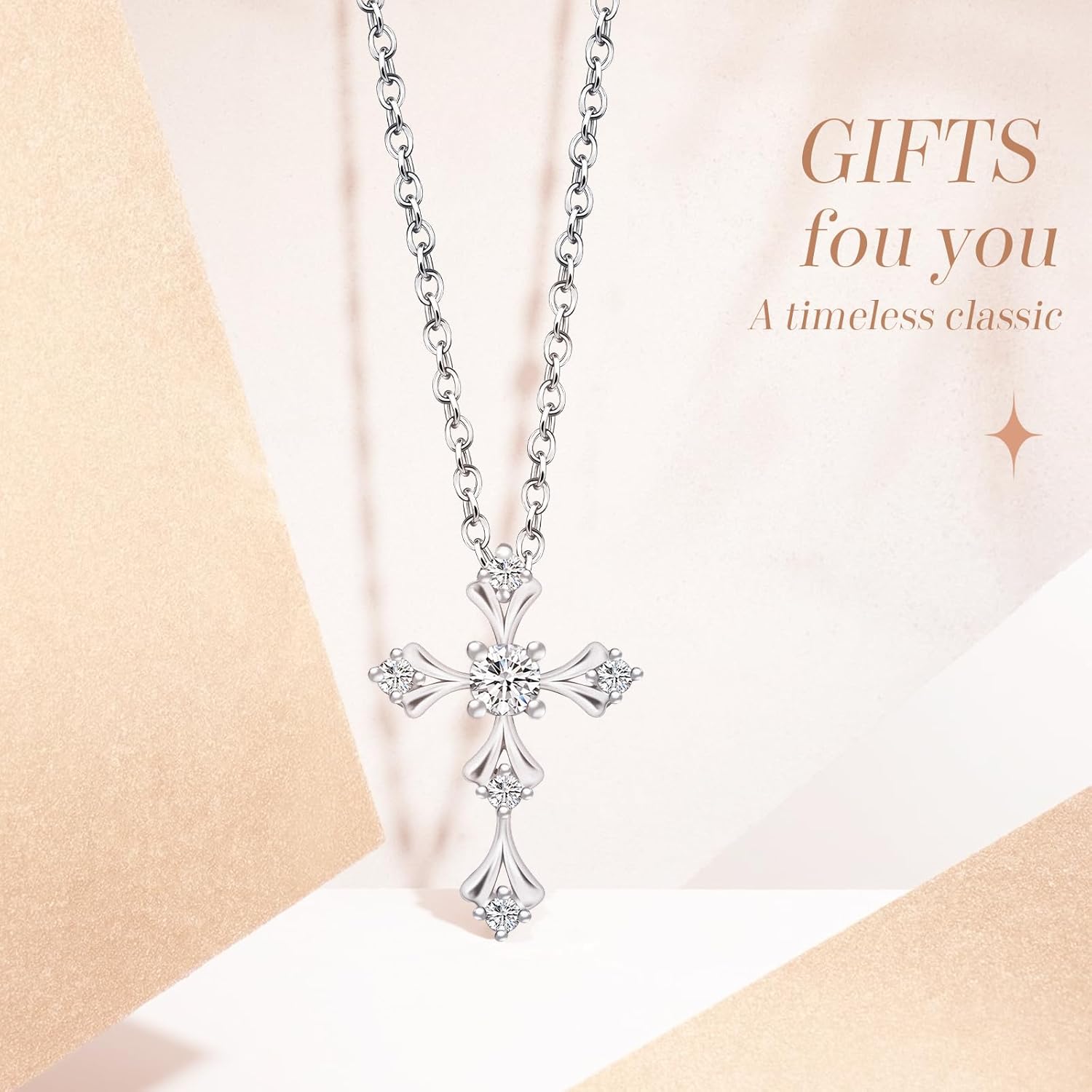 URTHEONE Moissanite Cross Necklace for Women 925 Sterling Silver 18K White Gold Plated Sparkling Moissanite Pendant Faith Jewelry Women's Jewelry - Image 5