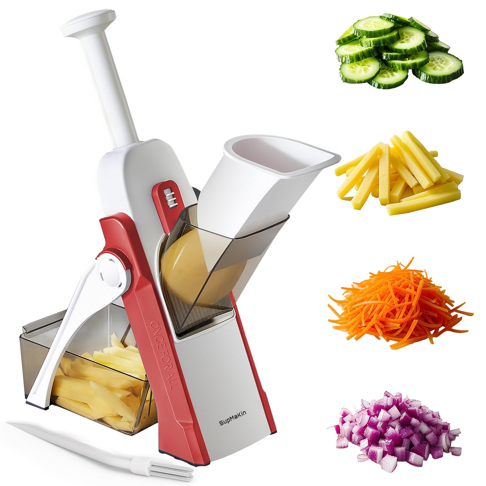 SupMaKin Safe Mandoline Slicer for Kitchen, Vegetable Food Potato Chip Slicer Maual Adjustable Thickness, Chopping Artifact Fast Veggie Salad Chopper Cook Meal Prep