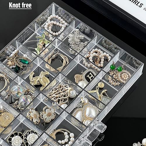 Miniatura 4 de YUFONG Caja organizadora de almacenamiento de aretes, 5 cajones, organizador de joyas, caja de almacenamiento de joyería acrílica, compartimento de