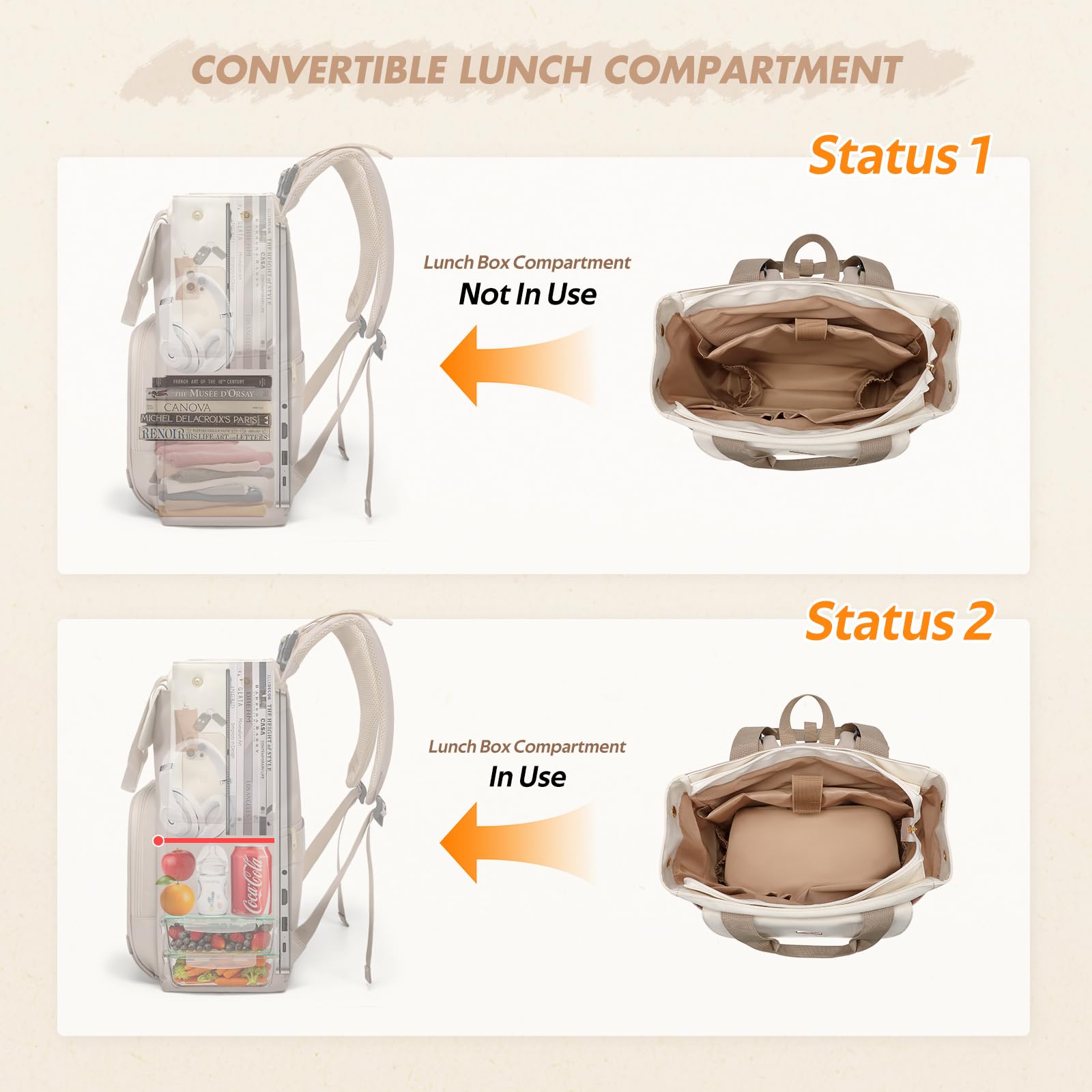 GOLF SUPAGS 25L Mochila Cambiador para Bebé con Cambiador Portátil y correas para Cochecito, Mochila para Pañales, Mochila de Térmica Almuerzo, para Mamá y Papá (Champán & Blanco)