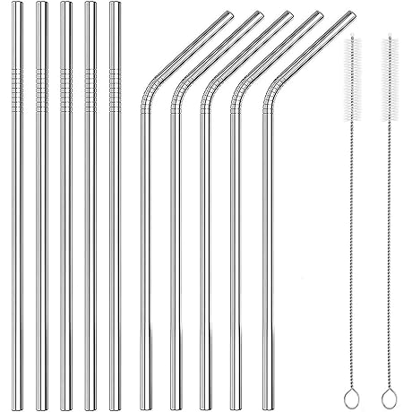 10-Pack Long Stainless Steel Straws For Yeti