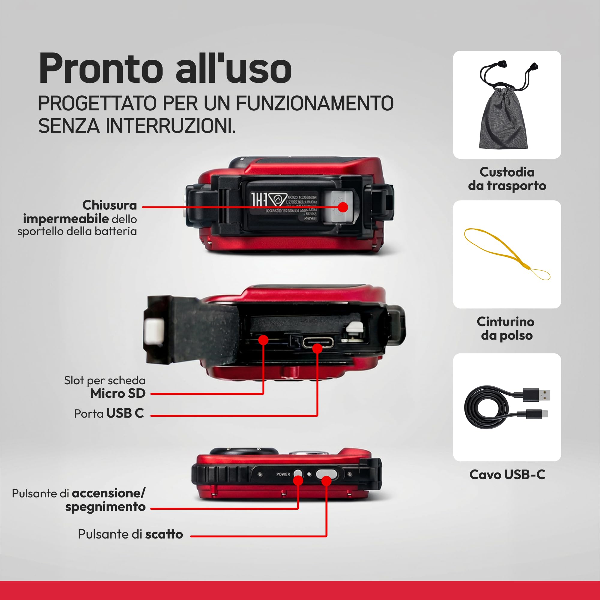 AGFA PHOTO Realishot WP6000 - Fotocamera digitale impermeabile, 3 m/10 piedi, 18 MP, video HD, schermo LCD da 2,4”, zoom digitale 16x, autofocus, specchietto per selfie, batteria al litio - Blu