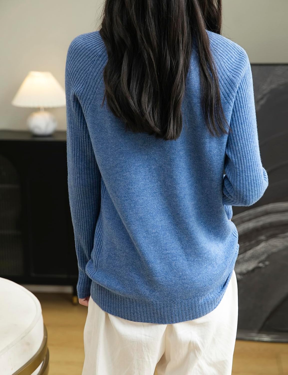 Chanyarn Women's Turtleneck 100% Merino Wool Sweater 2025 Fall Winter Classic Warm Soft Raglan Long Sleeve Knit Sweater - Image 5