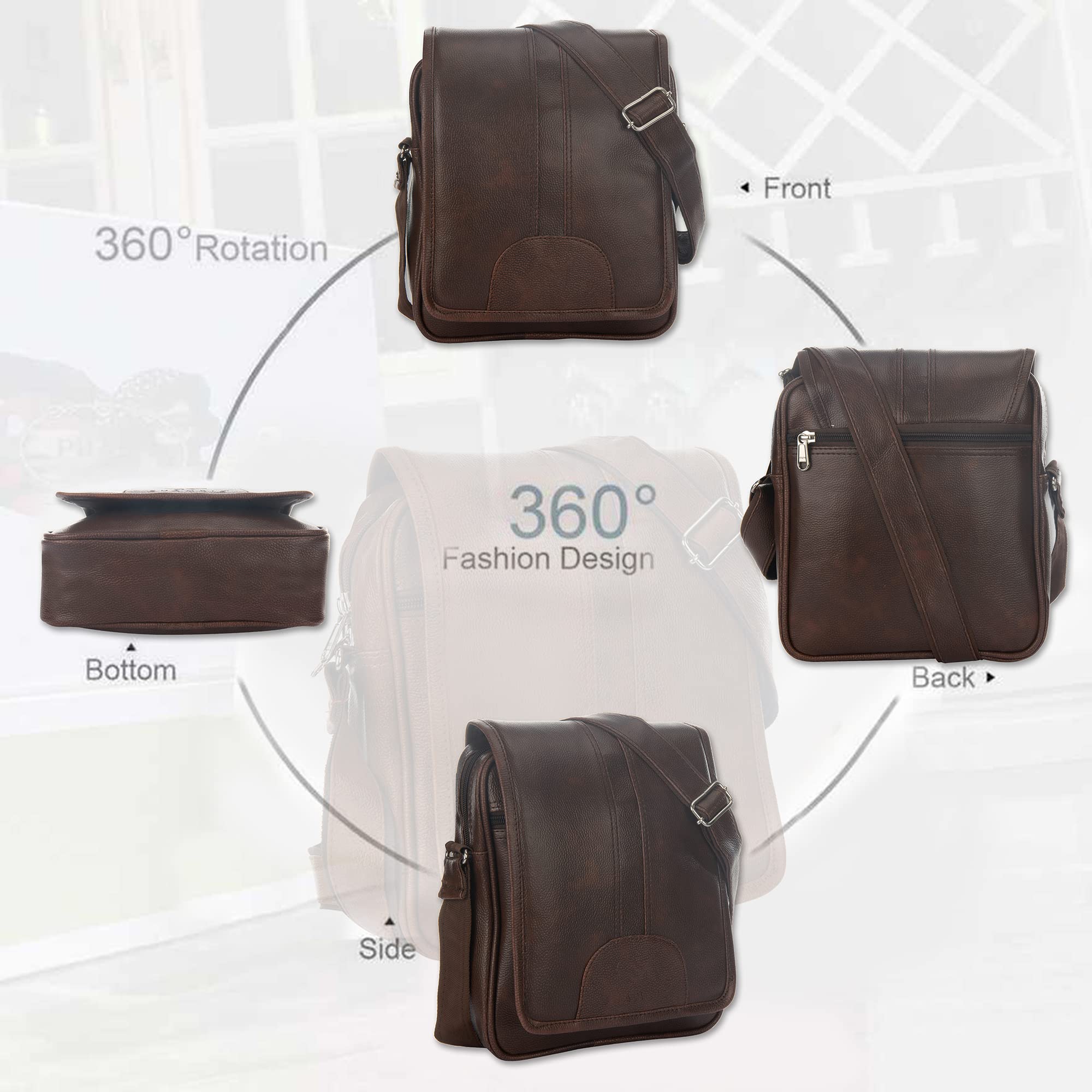SHAMRIZ Casual Crossbody Synthetic Leather Men Sling Bag, Side bag, One side Bag for Men (Brown) 1