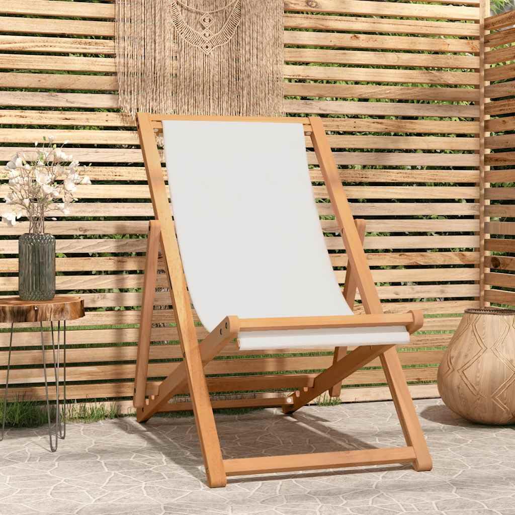 Leżak Teak 56 x 105 x 96 cm kremowy siedzisko do ogrodu meble balkonowe na pokład Balcony