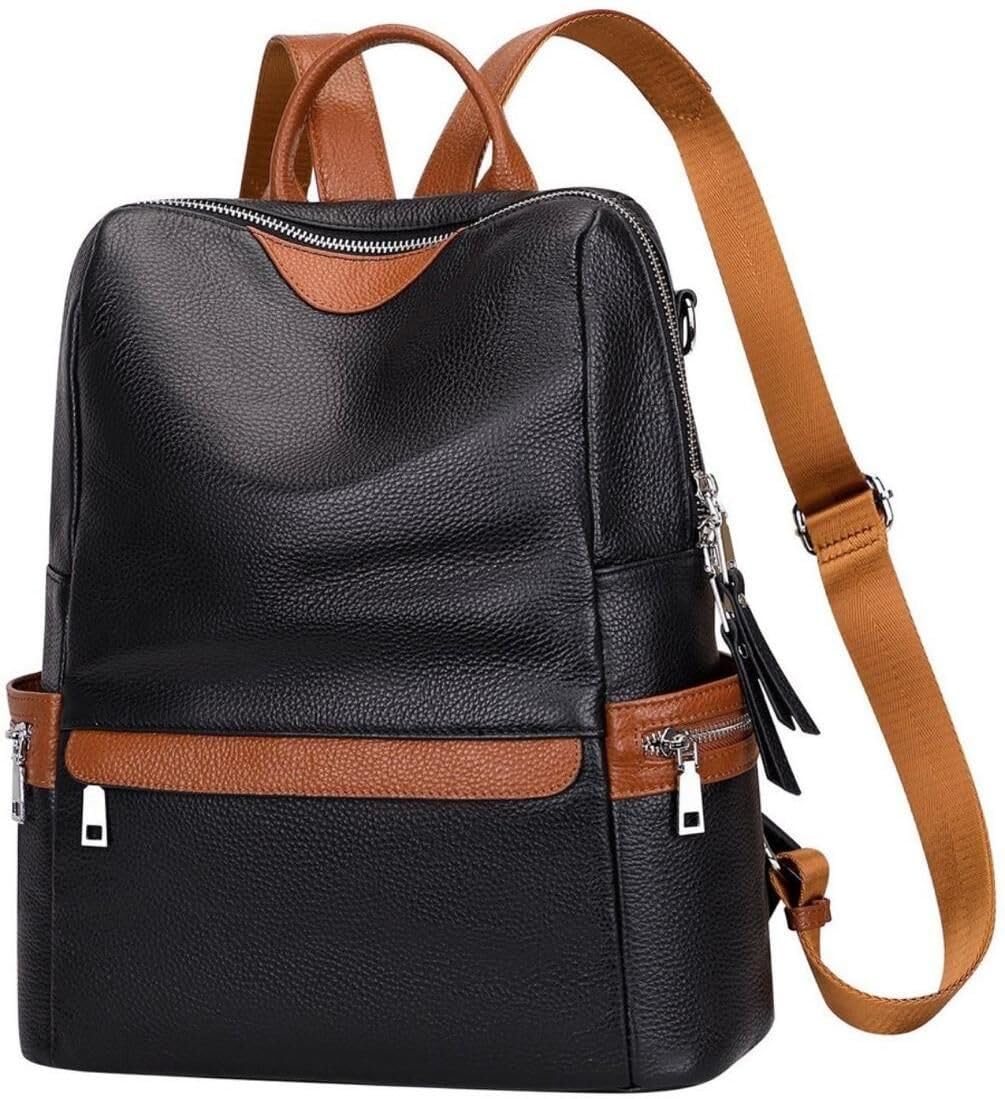 jaisom Stylish Women's Fashion Backpack Purses Multipurpose Design Handbags and Shoulder Bag (Half Moon Black with Tan_BZ)-picture-40