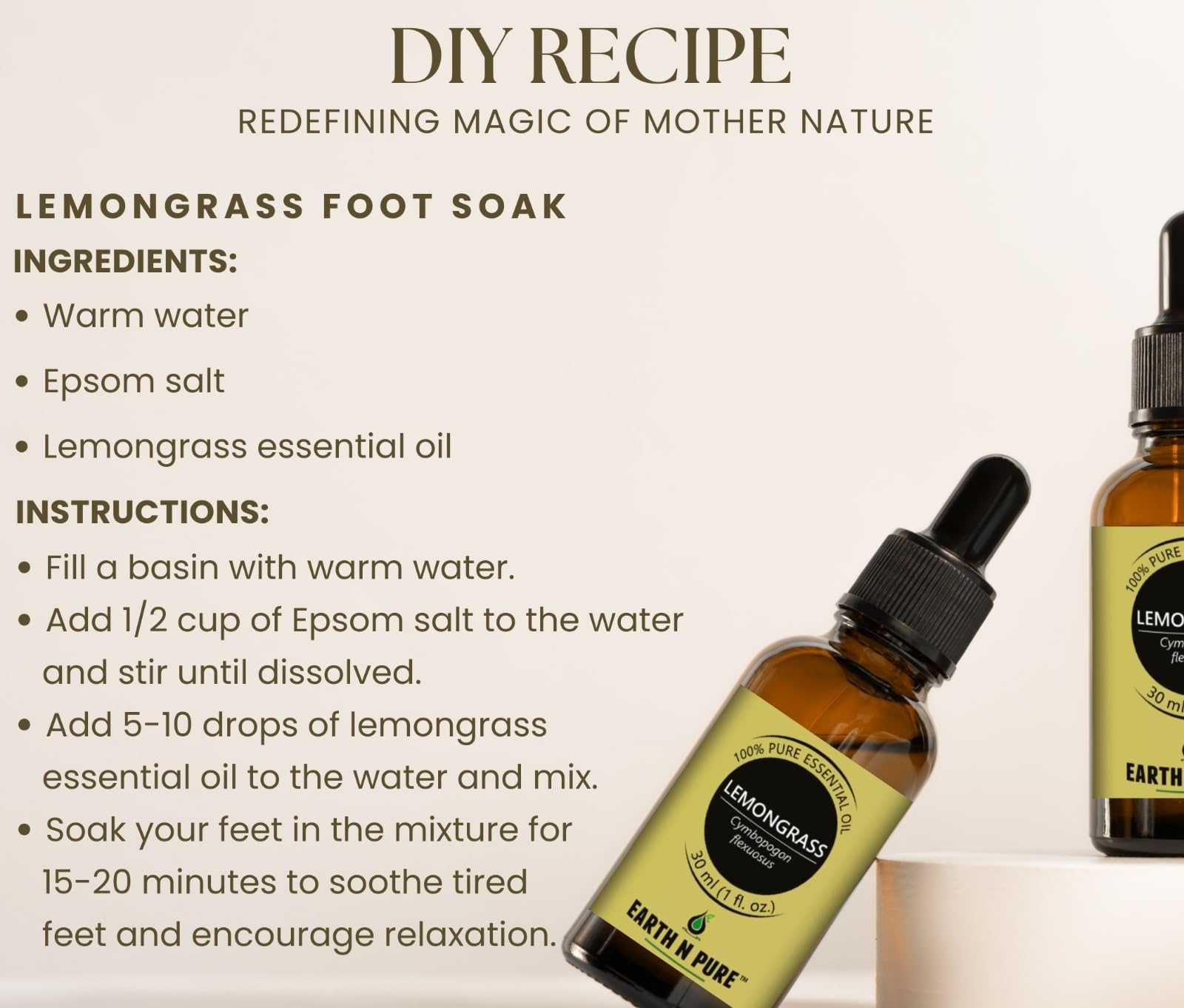 Earth N Pure Lemongrass & Citronella Essential Oils | Pack Of 2 (30 ml each) | 100% Pure, Undiluted, Natural And Therapeutic Grade - Perfect for Aromatherapy, Skin Therapy & More - Image 7 thumbnail