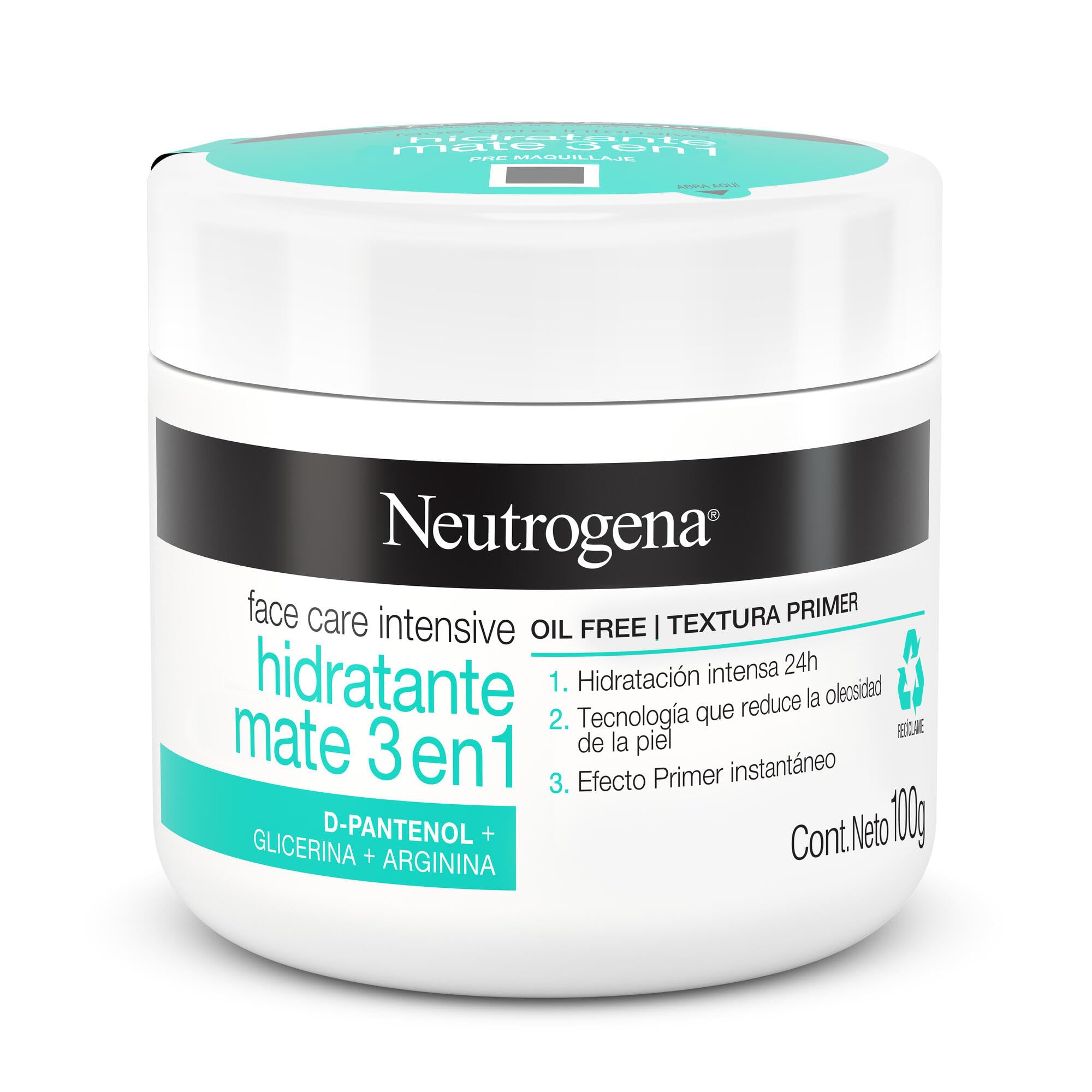 Neutrogena Face Care Intensive Crema Hidratante Facial Mate 3 en 1 D Pantenol 100g