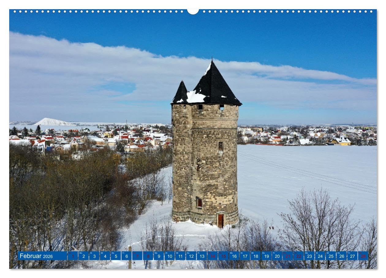 SAALEKREIS GEDROHNT (Wandkalender 2026 DIN A2 quer), CALVENDO Monatskalender: Mit der Drohne durch den Saalekreis (CALVENDO Orte)