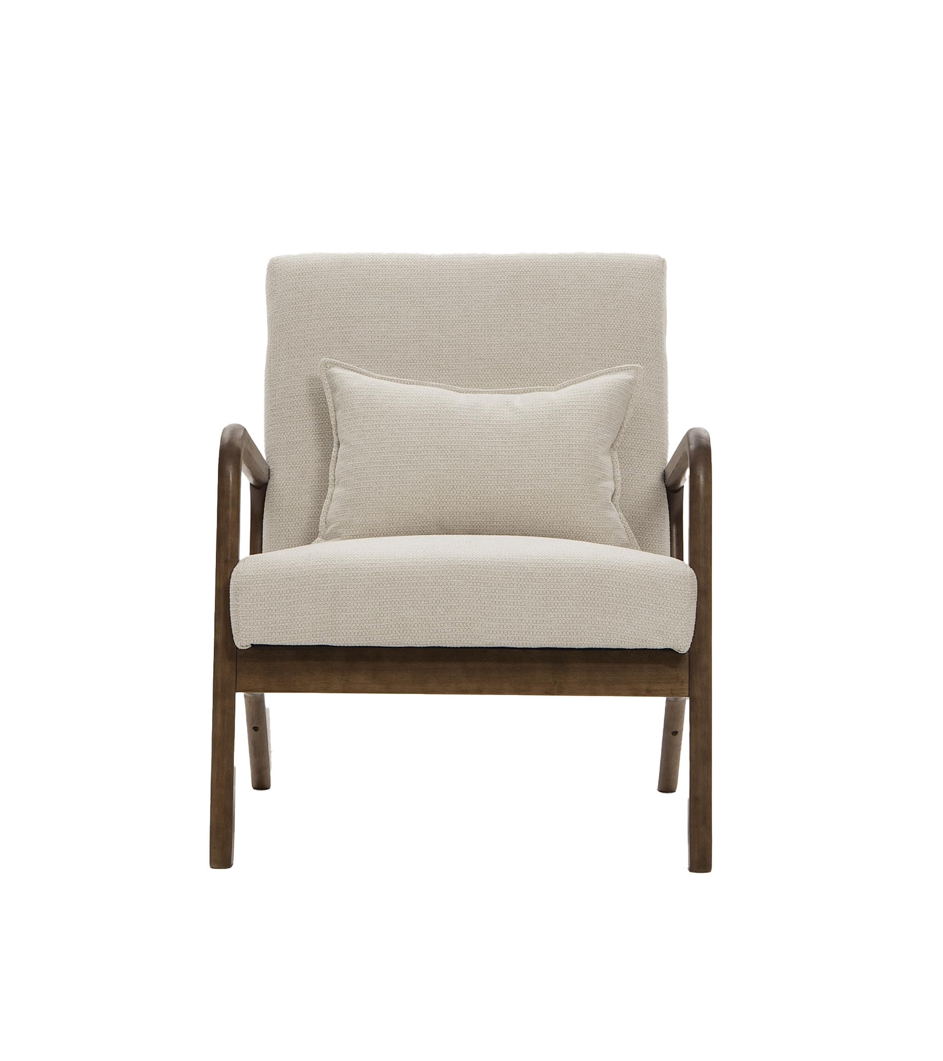 SWEET SOFA® - Butaca nórdica de Madera Maciza Nicole, tapizada Antimanchas, con cojín Incluido. 78x75x65cm (Beige)