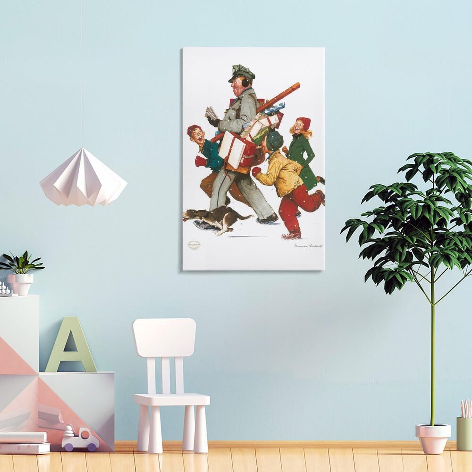 Amazon.com: Norman Rockwell Jolly Postman Prints Christmas Wall