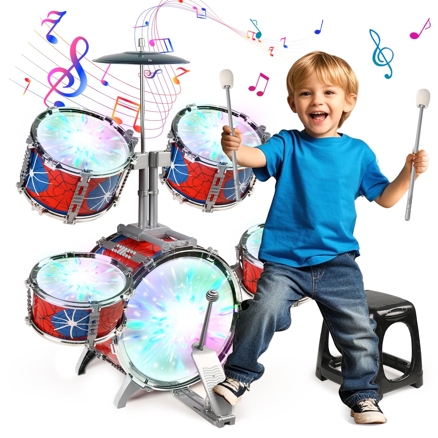 Amazon.com: Kids Drum Set for Toddlers 1-3 with Lights