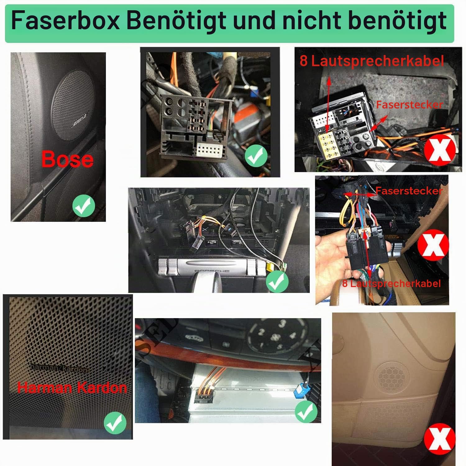 Most-Lichtleiter-Decoder für Original Bose und Harman Kardon Systeme | Kompatibel mit Mercedes ML GL R CLS SLK, Porsche 911 Boxster Cayman, BMW E9X E7X F0X, Audi 2G 3G HOST