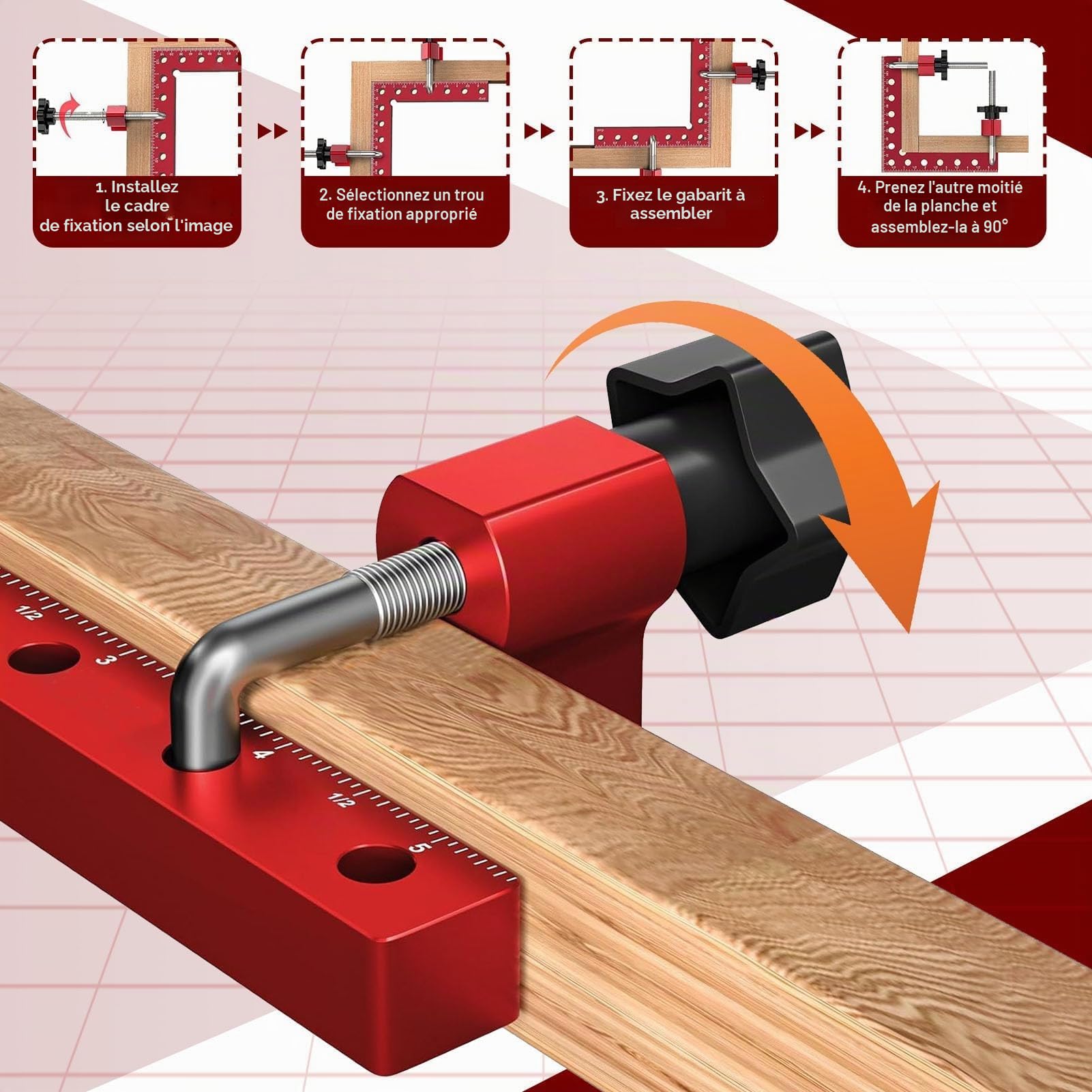 Équerre de positionnement à 90 degrés, pince d'angle 140 mm/5,5 pouces en aluminium multifonctionnelle, serre-joints d'angle droit, serre-joint d'angle pour outils de menuisier pour bricolage