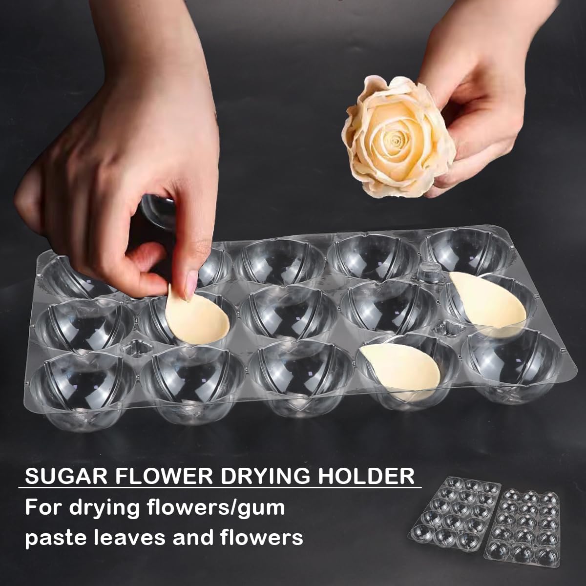 4 Sets Sugar Flower Drying Molds,Plastic Fondant Shaping Trays