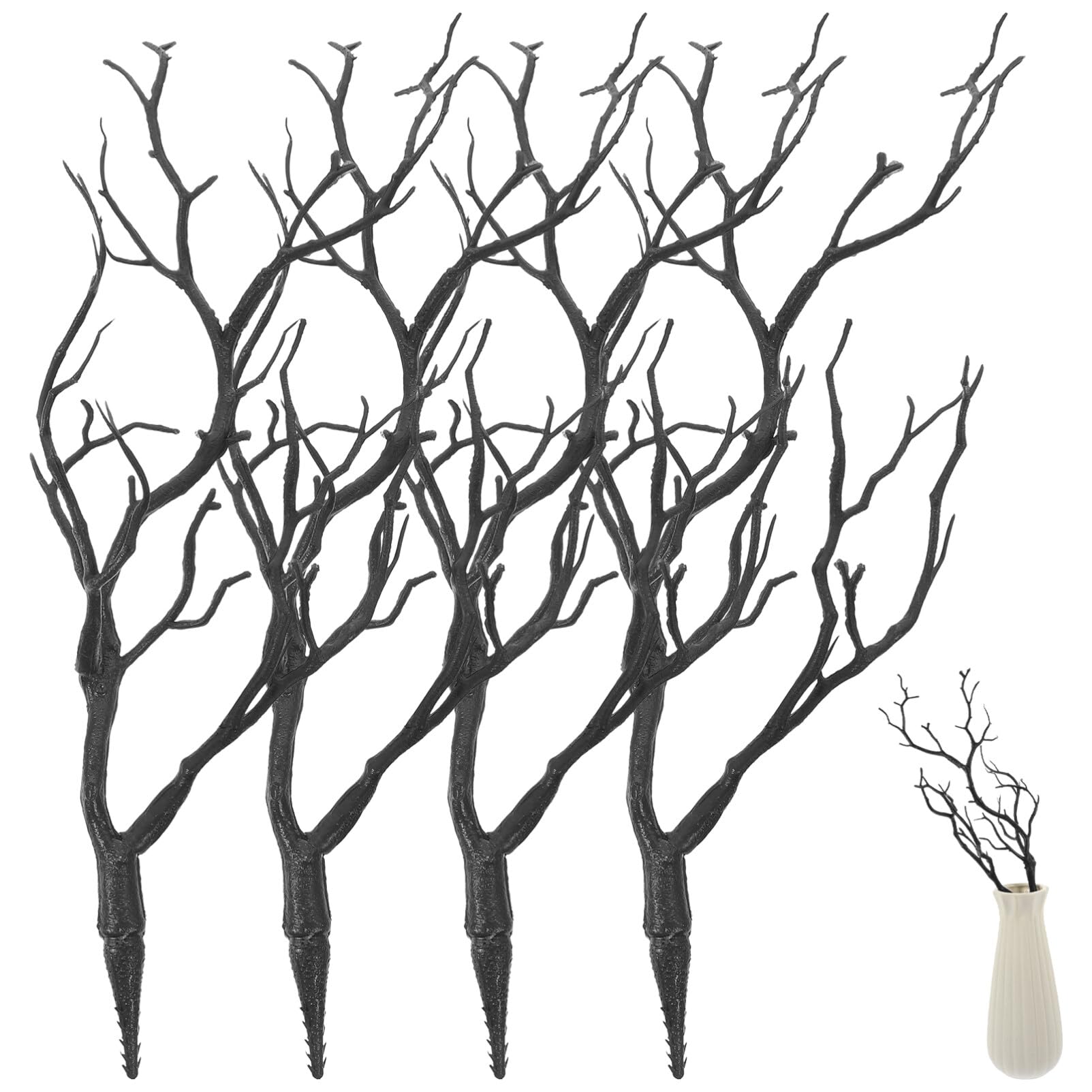 Sewroro 4pcs Artificial Fake Antler Shaped Tree Branch Witch Antler Dried Tree Branches Decorative Plant Twigs Branch Stems for Flower Arrangement Christmas Decor - Image 2