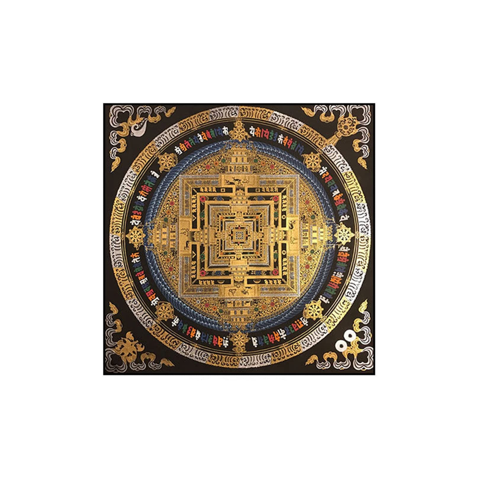 Cyxzx Rresin Frame Tibetan Thangka Painting Art, Buddhist Thangka Brocade With Frame, Mandala Embroidery Art Print For Family Bedroom Decor (Color : Size : 50X50cm)