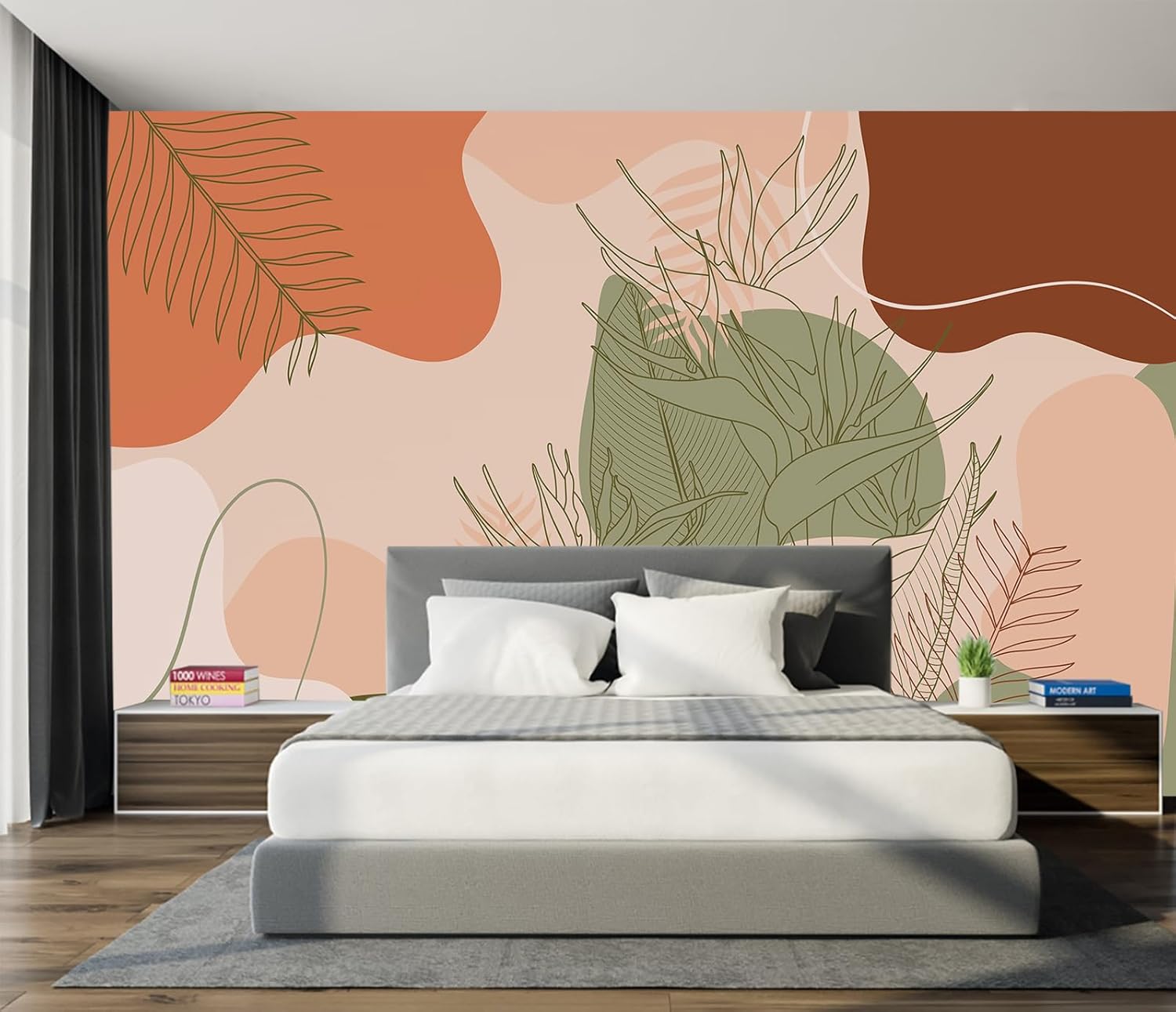 Tropical Wallpaper Abstract Botanical Leaf Wall Mural for Living Room Bedroom?Not Peel and Stick? CYBH-943 91" x 60"