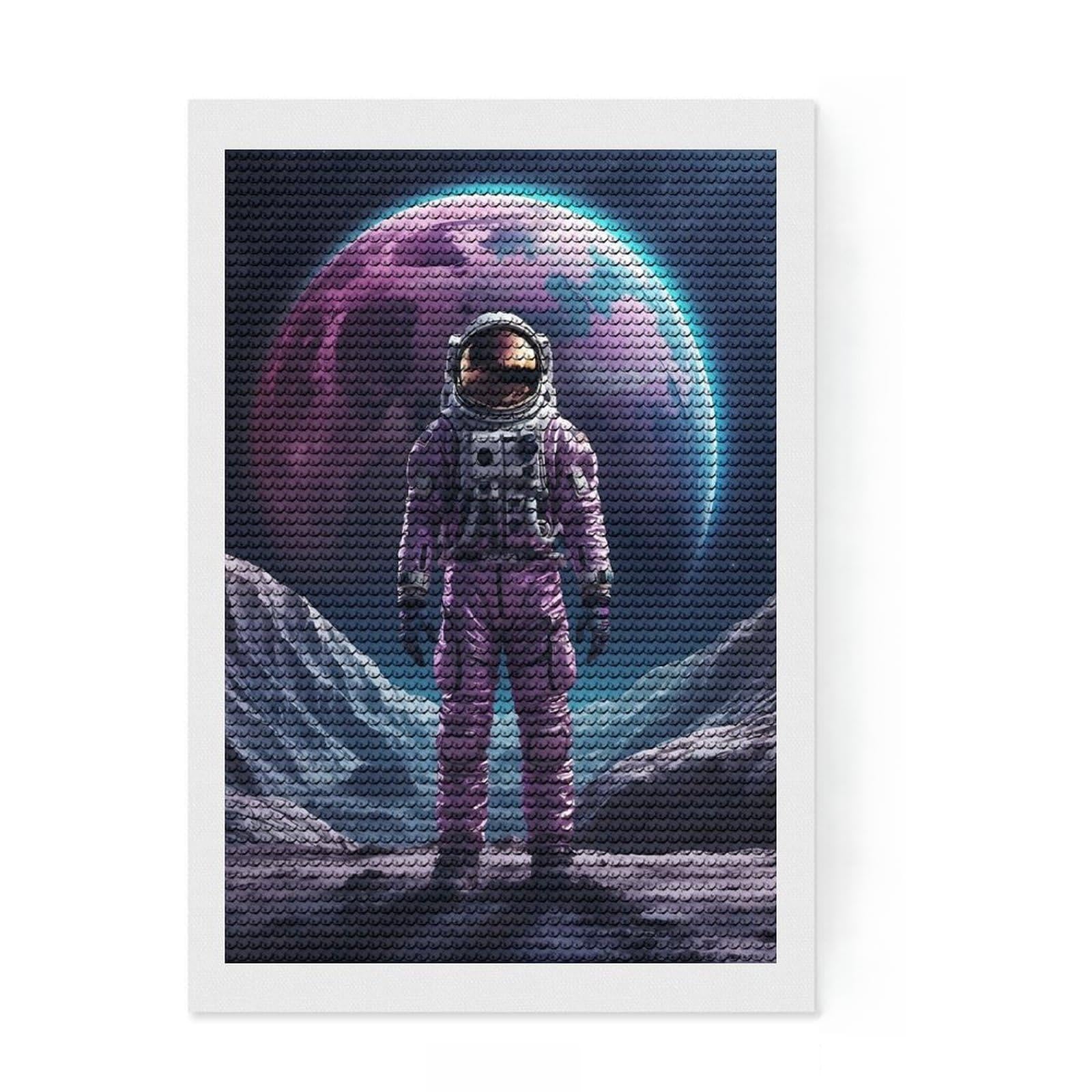 Junmoney Space Portrait Round Drill Diamond Painting 8"x12", Decorate Your Room, Sparkling Round Gems, Adhesive Canvas, Bedroom Decor