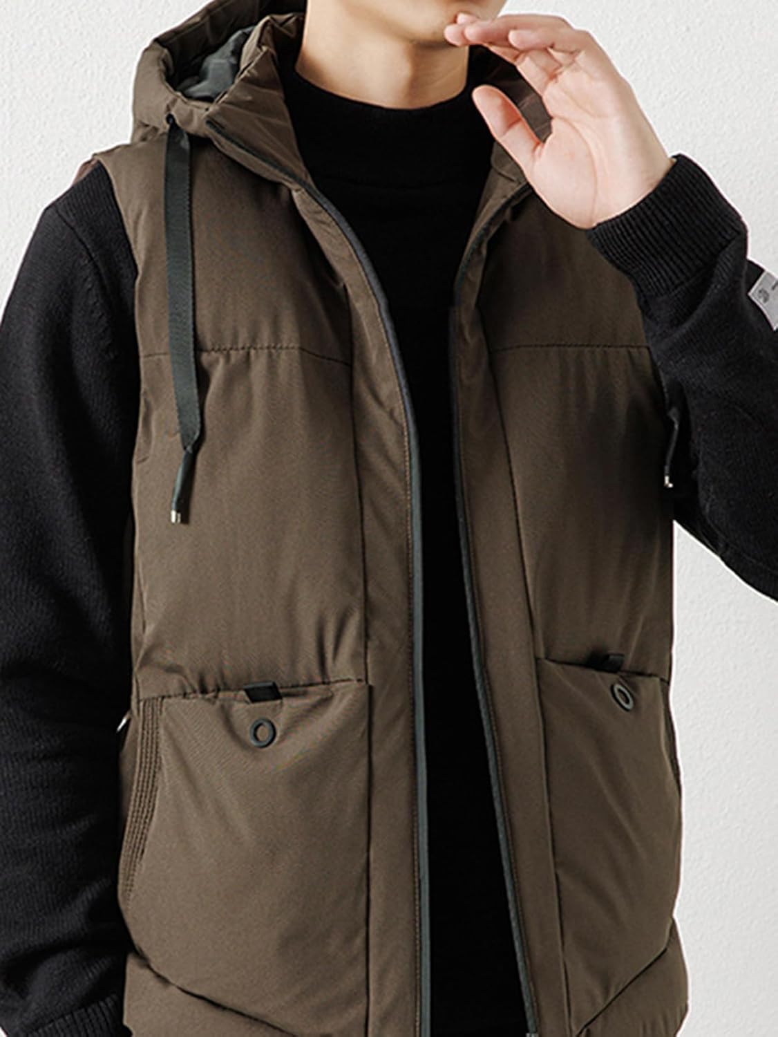 [lsjdln] ダウンベスト アウター メンズ 中綿ベスト 防寒 アウター 保温性 防寒 暖かい あったか ジップアップ フード付