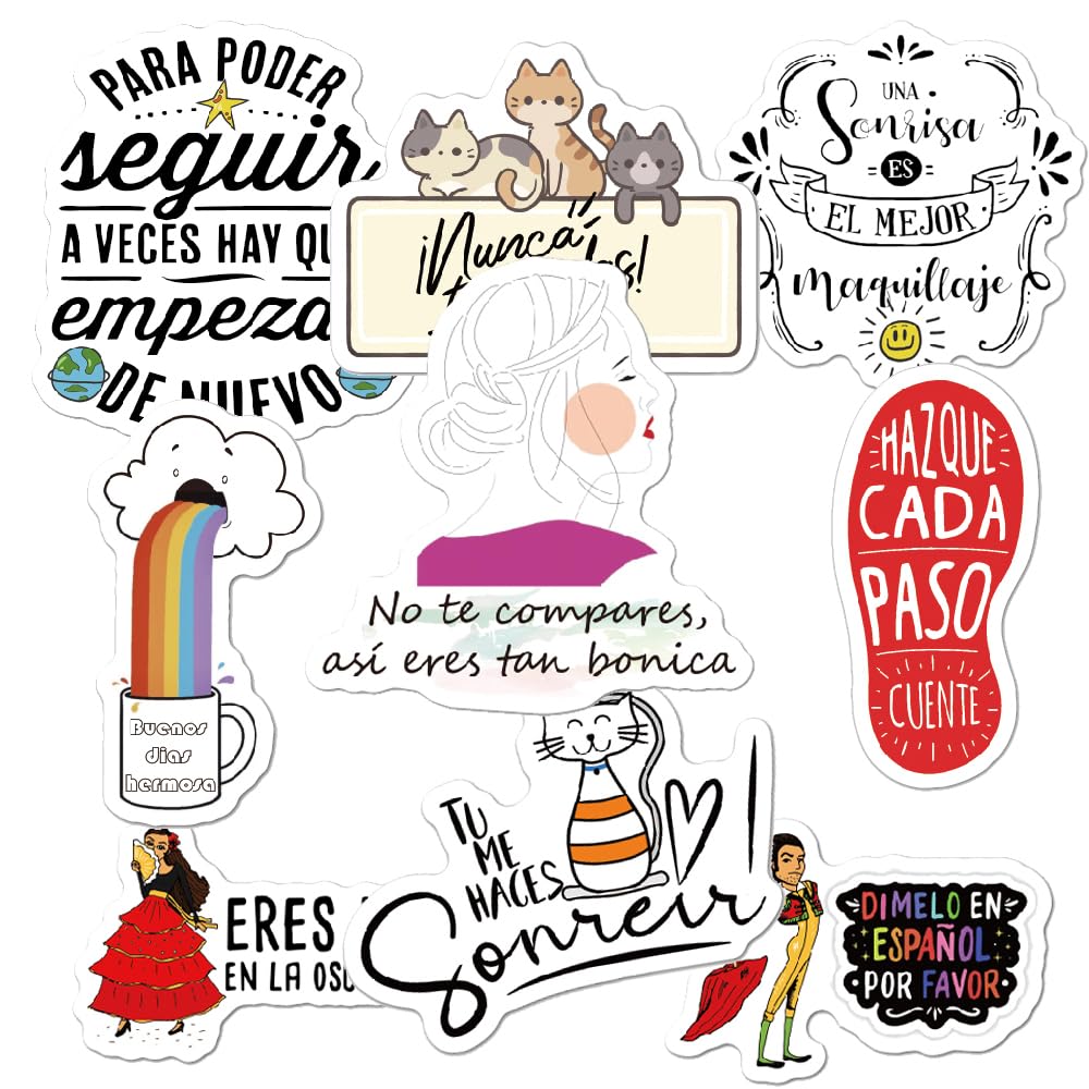 300pcs Spanish Positive Quote Stickers for Vision Board, Journaling Scrapbook | Teachers and Students Motivational Decal | Inspirational Stickers