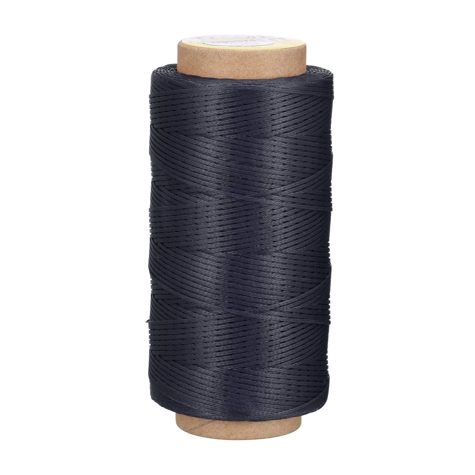 uxcell Leather Sewing Thread 186 Yards 210D/1mm Polyester Waxed Cord for Manual Sewing, Charcoal