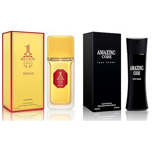 META-BOSEM Set de regalo de perfume para hombre, EDP, paquete de 2 (3.4 oz  3.4 fl oz cada uno), 1 mil millones de Royale, código increíble, ámbar