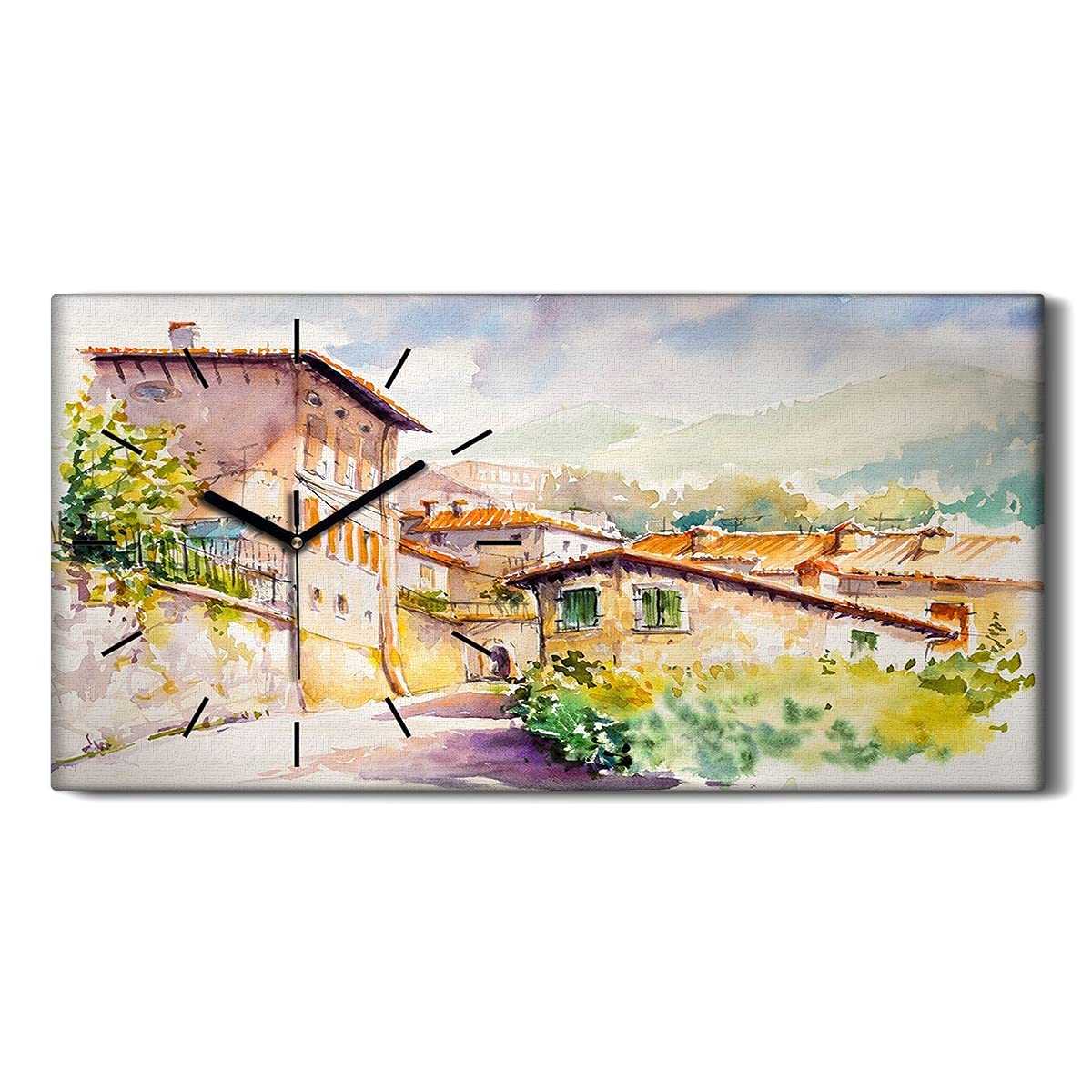 Horloge sur Toile Art Moderne Salon 60x30 Tableau Silencieux