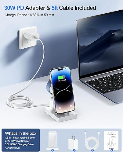 Miniatura 10 de Estación de carga para múltiples dispositivos soporte de carga inalámbrico ADADPU 3 en 1 para Apple Watch Series 8765432SE Base de carga de teléfono