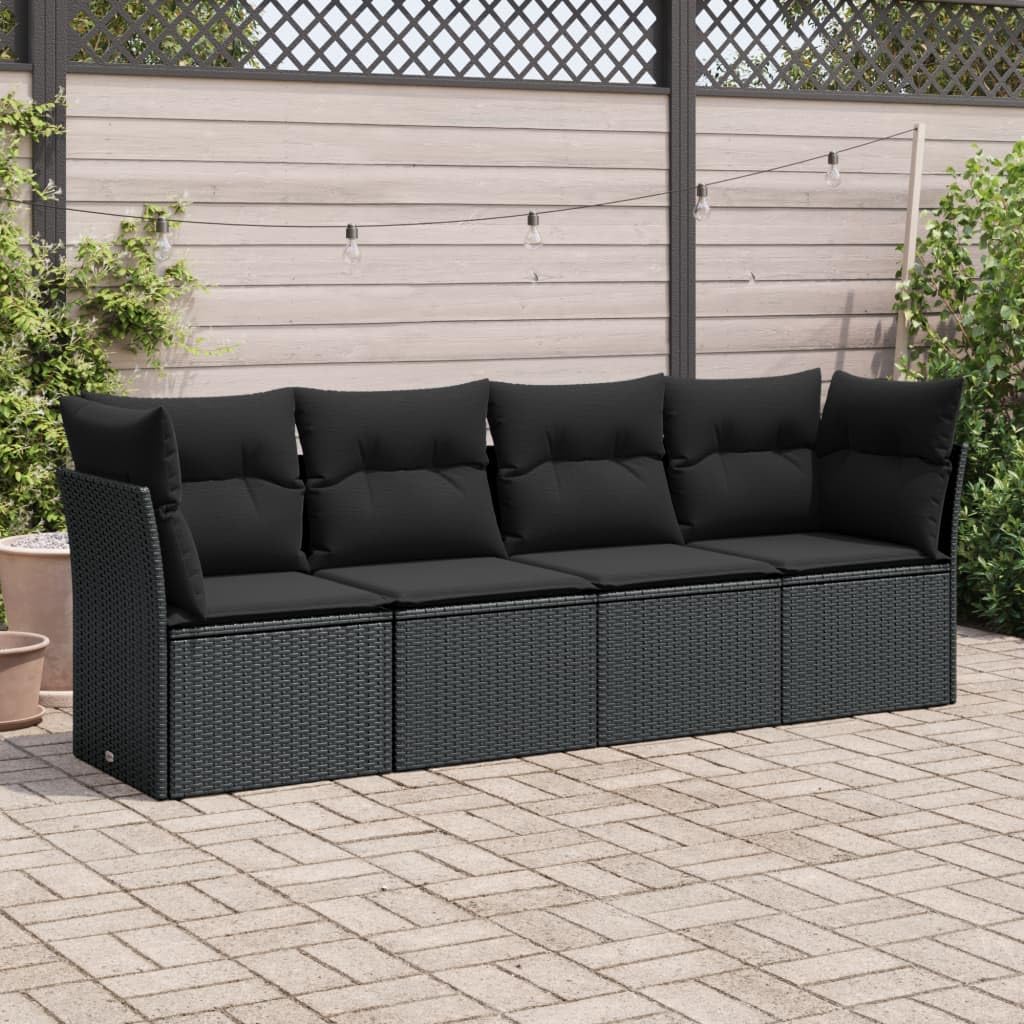 ZEYUAN Juego de sofás jardín 4 pzas con Cojines ratán sintético Negro, Sofa Jardin Exterior, Sofa Jardin Terraza, Sofas De Terraza, Muebles Jardin Exterior - 3249064